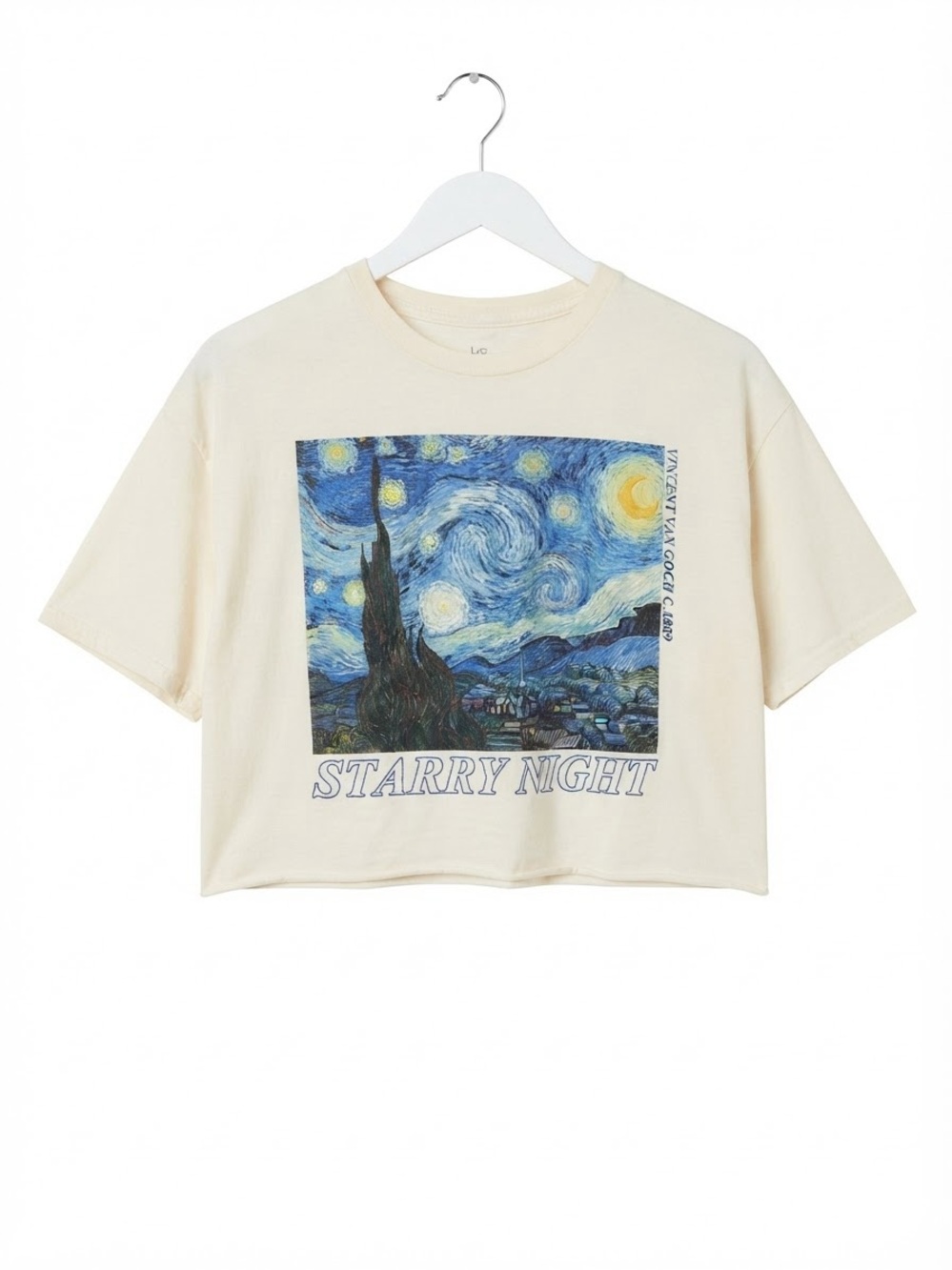 Starry Night Graphic Crop Tee - Cream